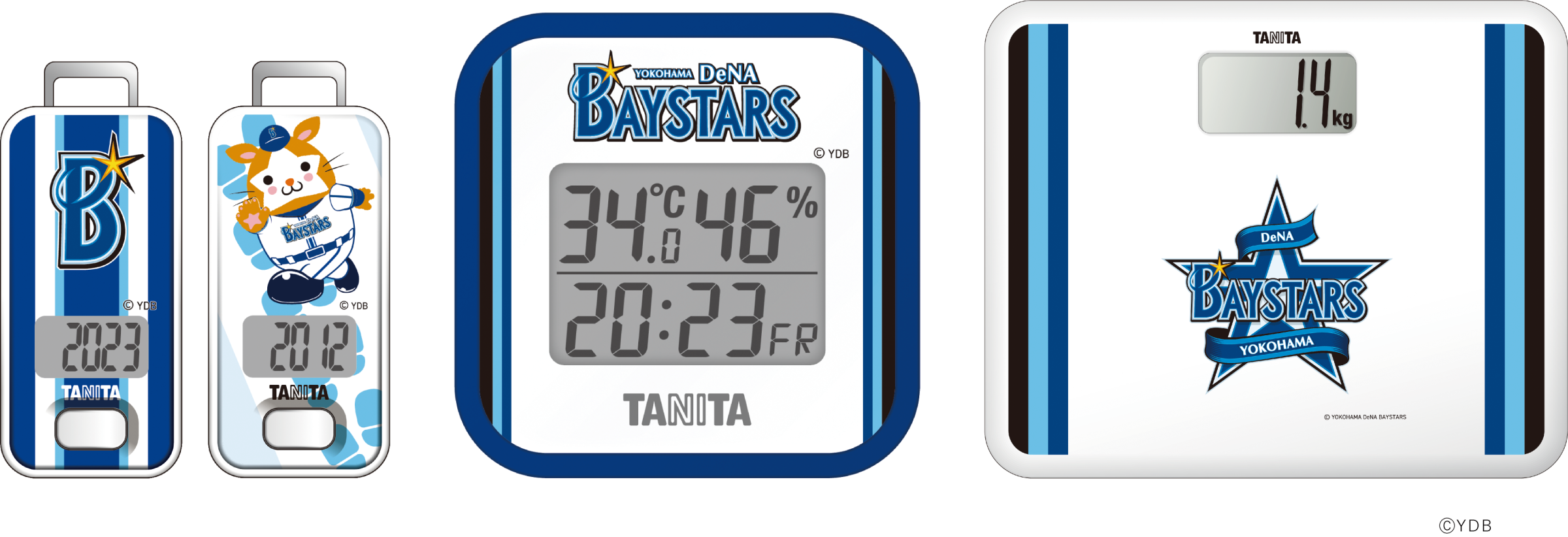 横浜DeNAベイスターズとコラボした歩数計・温湿度計・体重計を発売 