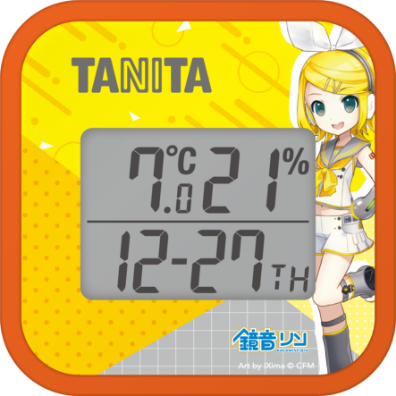 デジタル温湿度計 TT-CU ピアプロキャラクターズモデル カラー：鏡音リン