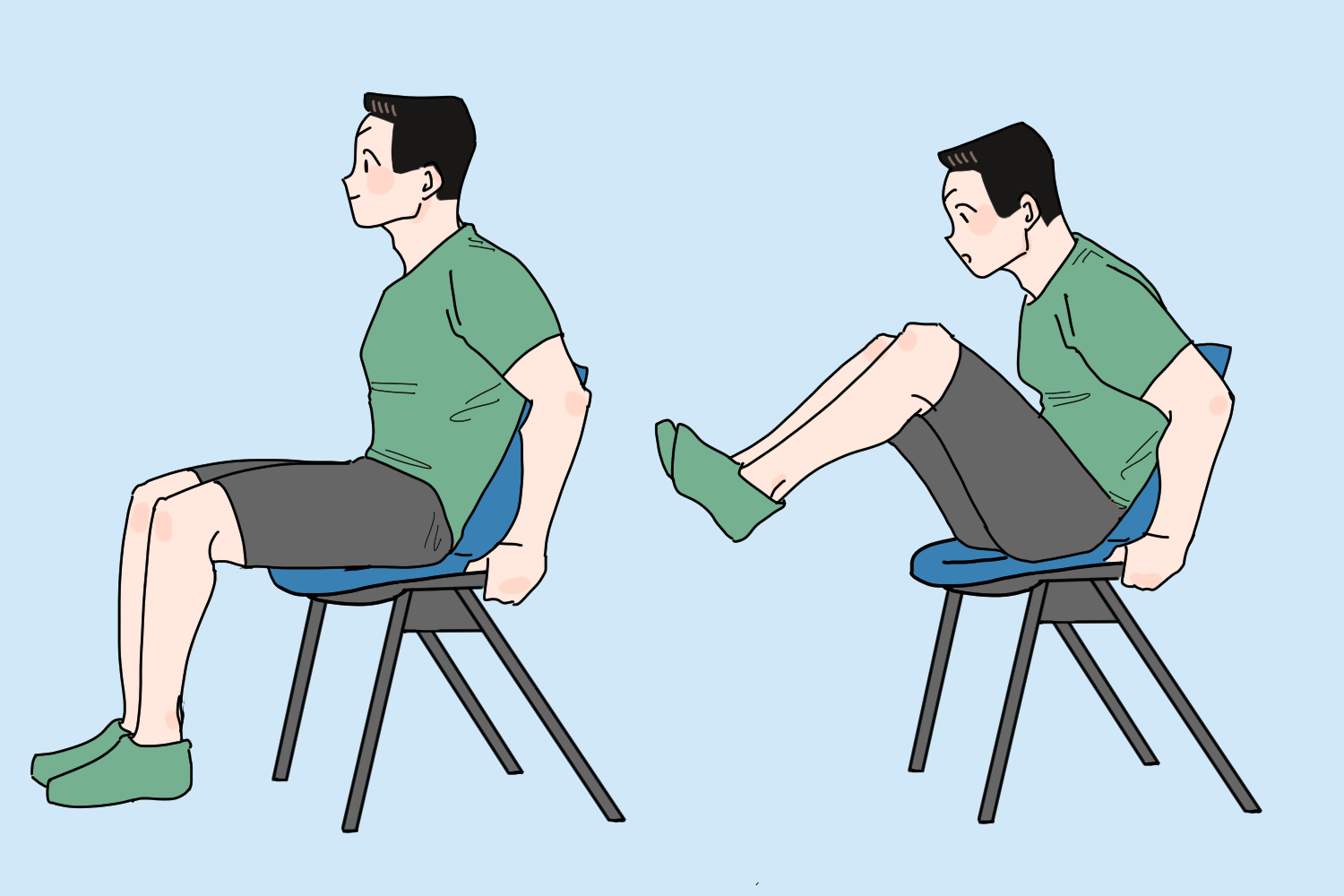 レッグレイズをしている様子