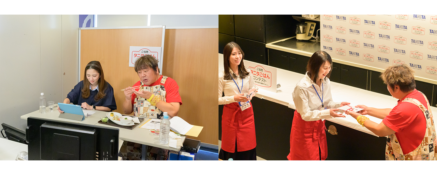 審査員を務めた石塚英彦さんがレシピを審査する様子