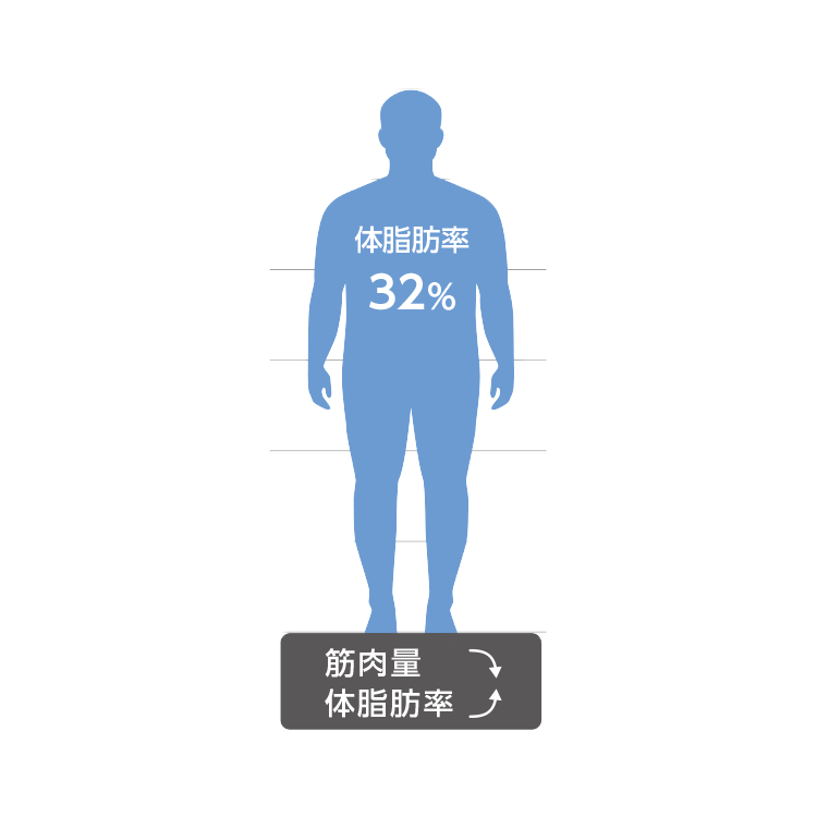 体脂肪率32%の人のイメージイラスト